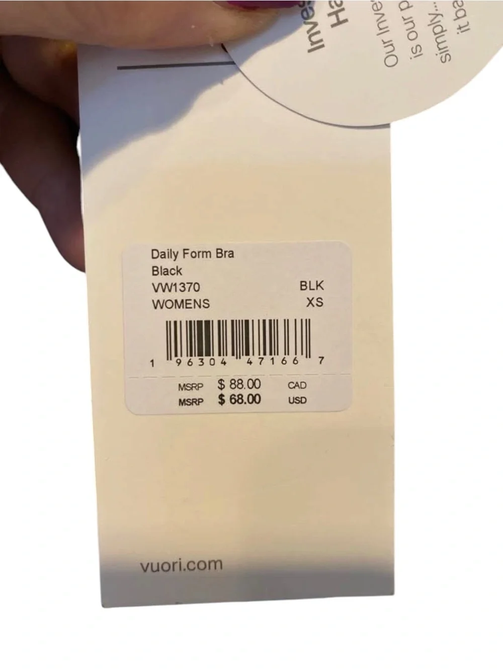 NWT Daily Form Bra BLACK Size:XS